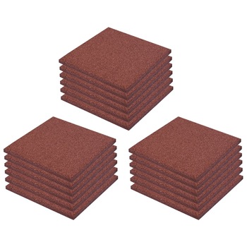 Set 18 covoare de cauciup tip placa de protectie,vidaXL, Cauciuc, 50 x 50 x 3 cm, Rosu Set 18 covoare de cauciup tip placa de protectie,vidaXL, Cauciuc, 50 x 50 x 3 cm, Rosu