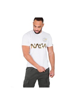 Tricou barbati, Alpha Industries NASA Reflective T 178501-438, Bumbac, Alb, Alb Tricou barbati, Alpha Industries NASA Reflective T 178501-438, Bumbac, Alb, Alb