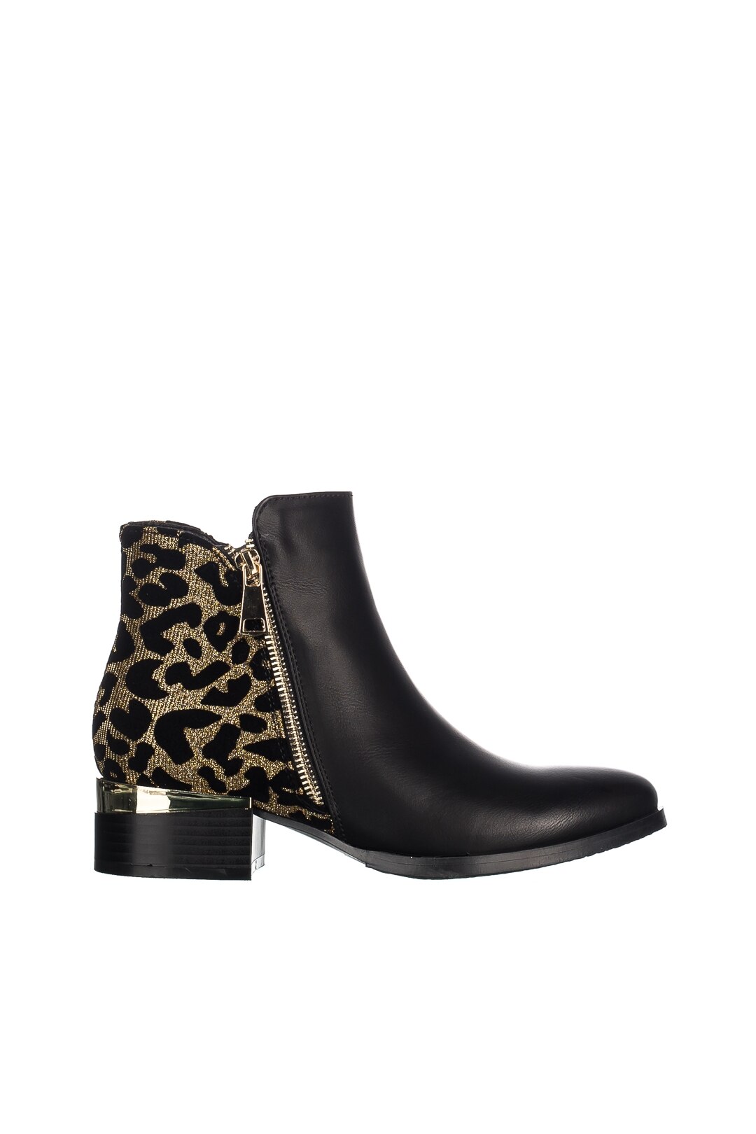 Botine dama Berna cu auriu, Negru, 40