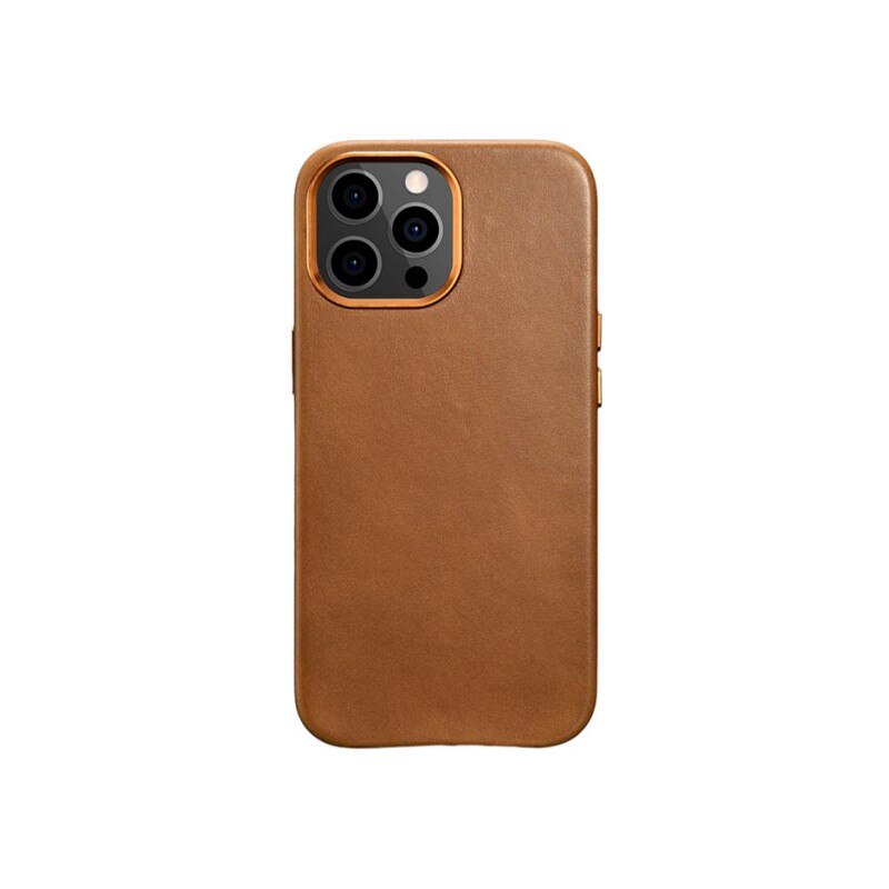 Husa Premium iCarer Leather Oil Wax, Pentru iPhone 13 Pro Max, Piele Naturala, Maro