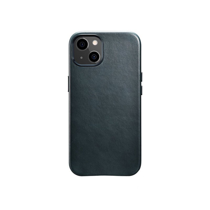 Husa Premium iCarer Leather Oil Wax, Pentru iPhone 13 Mini, Piele Naturala, Albastru