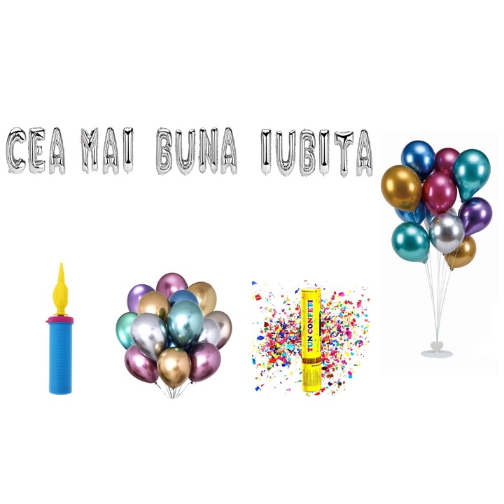 OEM Best Loved One Lufi szett, tortalap ajándék, 77 db, Ezüst