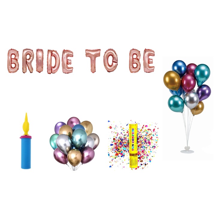 Комплект балони Bride To Be, подарък за покривало за торта, 69 части, розово злато