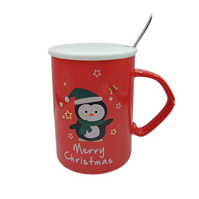 Cana cu capac Xmas Penguin 350ml, Ceramica