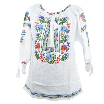 Bluza tip ie pentru fete Mini Junior MRI-2-17, Alb Bluza tip ie pentru fete Mini Junior MRI-2-17, Alb