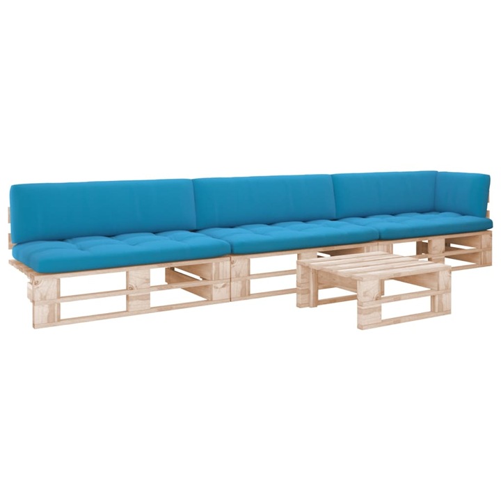 Set mobilier paleti vidaXL, Lemn, Maro,33.98 kg,89 x 76 x 76 cm,1 x piese