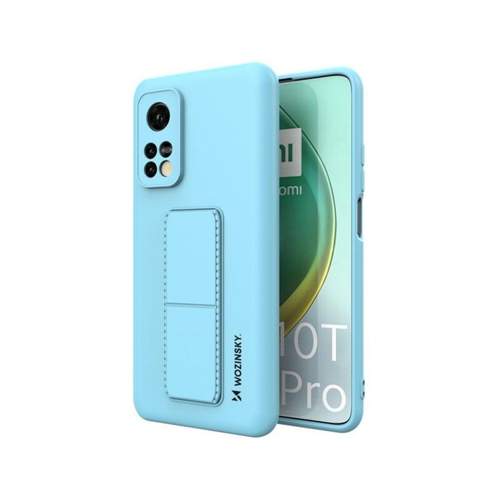 Wozinsky hátlap kompatibilis a Xiaomi Mi 10t Pro 5g / Mi 10t 5g kamerával, fém állvánnyal a háton, kameravédelem - kék