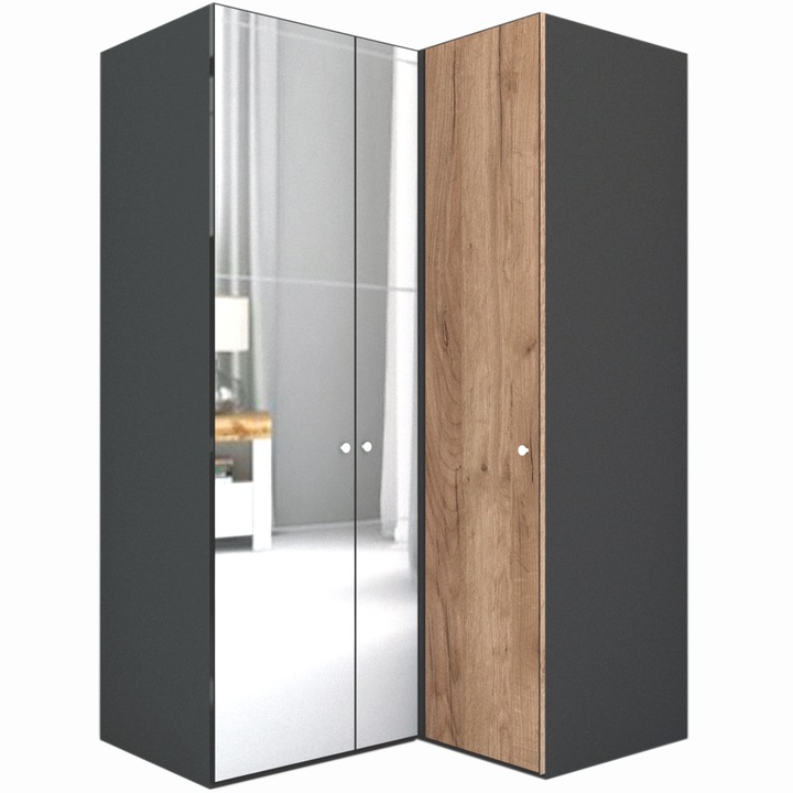 Dulap de Colt Genarom LEX Model B, Decor K004 O / Oglinda, 145-117 x 240 x 66 cm