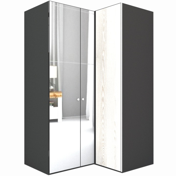 Dulap de Colt Genarom LEX Model B, Decor K010 O / Oglinda, 145-117 x 240 x 66 cm