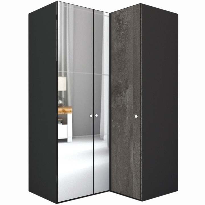 Dulap de Colt Genarom LEX Model B, Decor K352 O / Oglinda, 145-117 x 218 x 66 cm