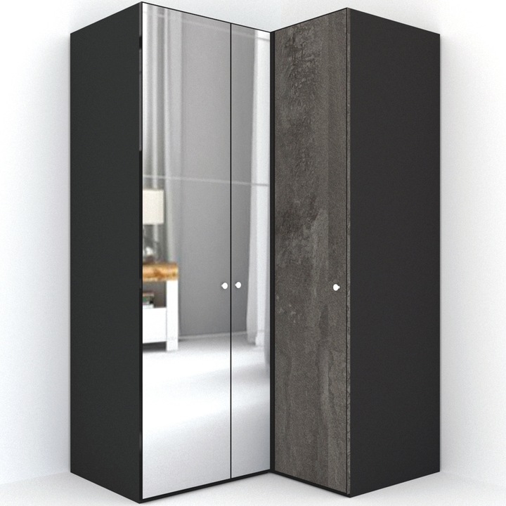 Dulap de Colt Genarom LEX Model B, Decor K352 O / Oglinda, 145-117 x 218 x 66 cm
