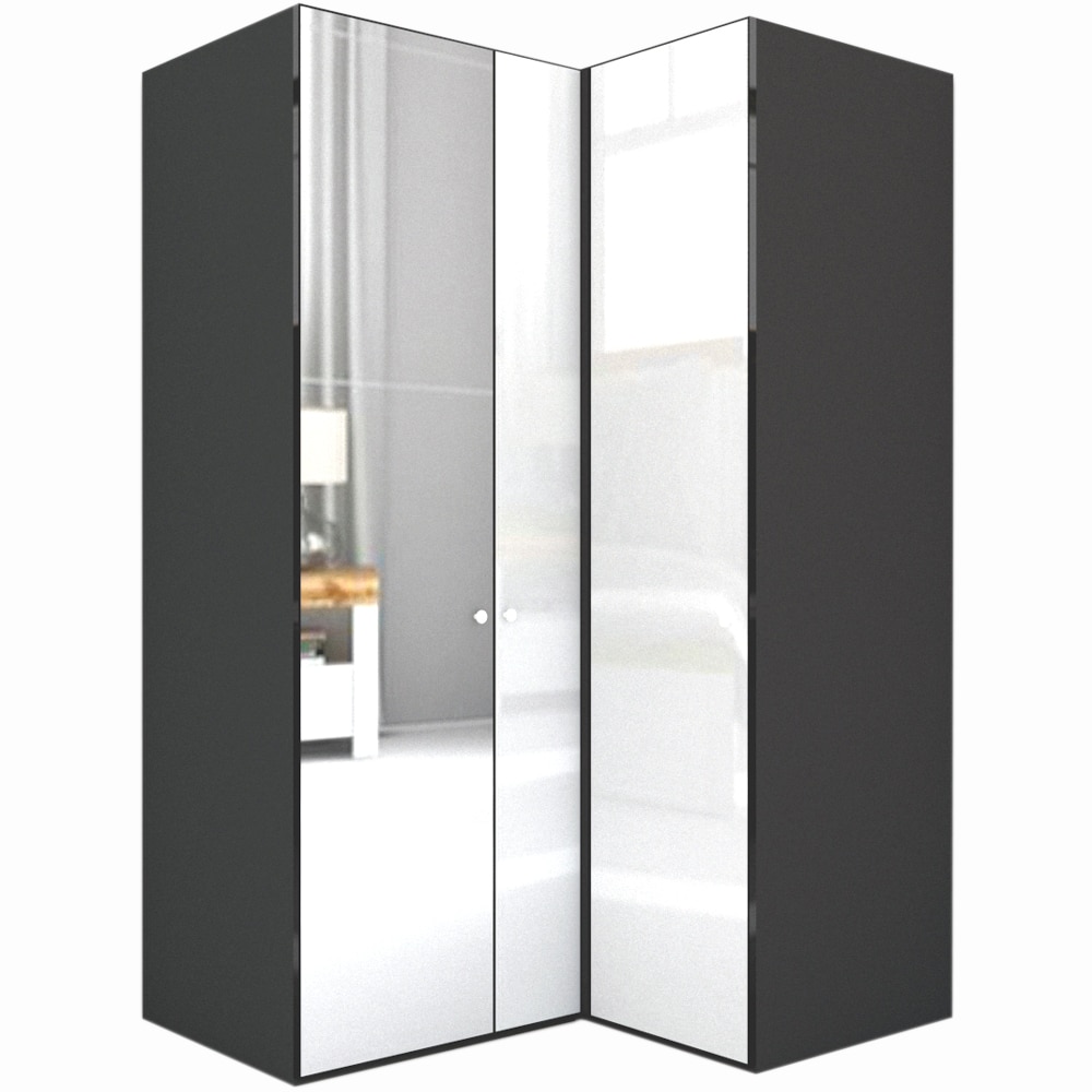 Dulap de Colt Genarom LEX Model B, Gri Lucios / Oglinda, 145-117 x 240 x 66 cm