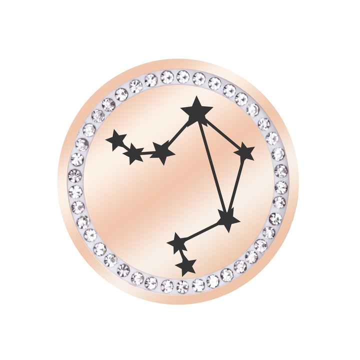 Martisor Brosa Inox Banut Pietre Constelatie Balanta Rose Gold