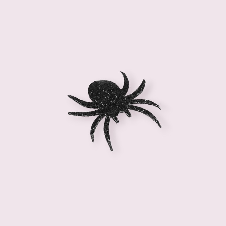 Aplicatie termoadeziva cu sclipici, 3 x 3 cm, paianjen negru