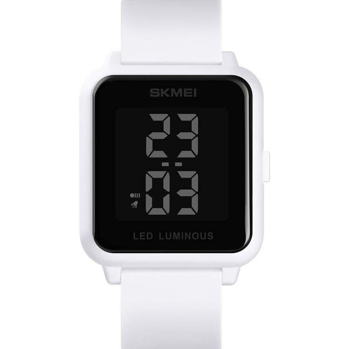 Ръчен часовник, Skmei, унисекс, бял, цифров, ежедневен, дисплей за дата, подсветка