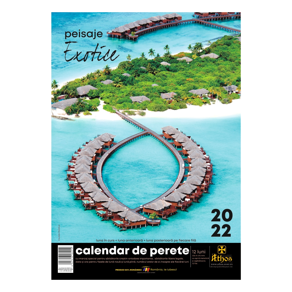 Calendar de perete 2022, Peisaje exotice, 33x47 cm, 13 file