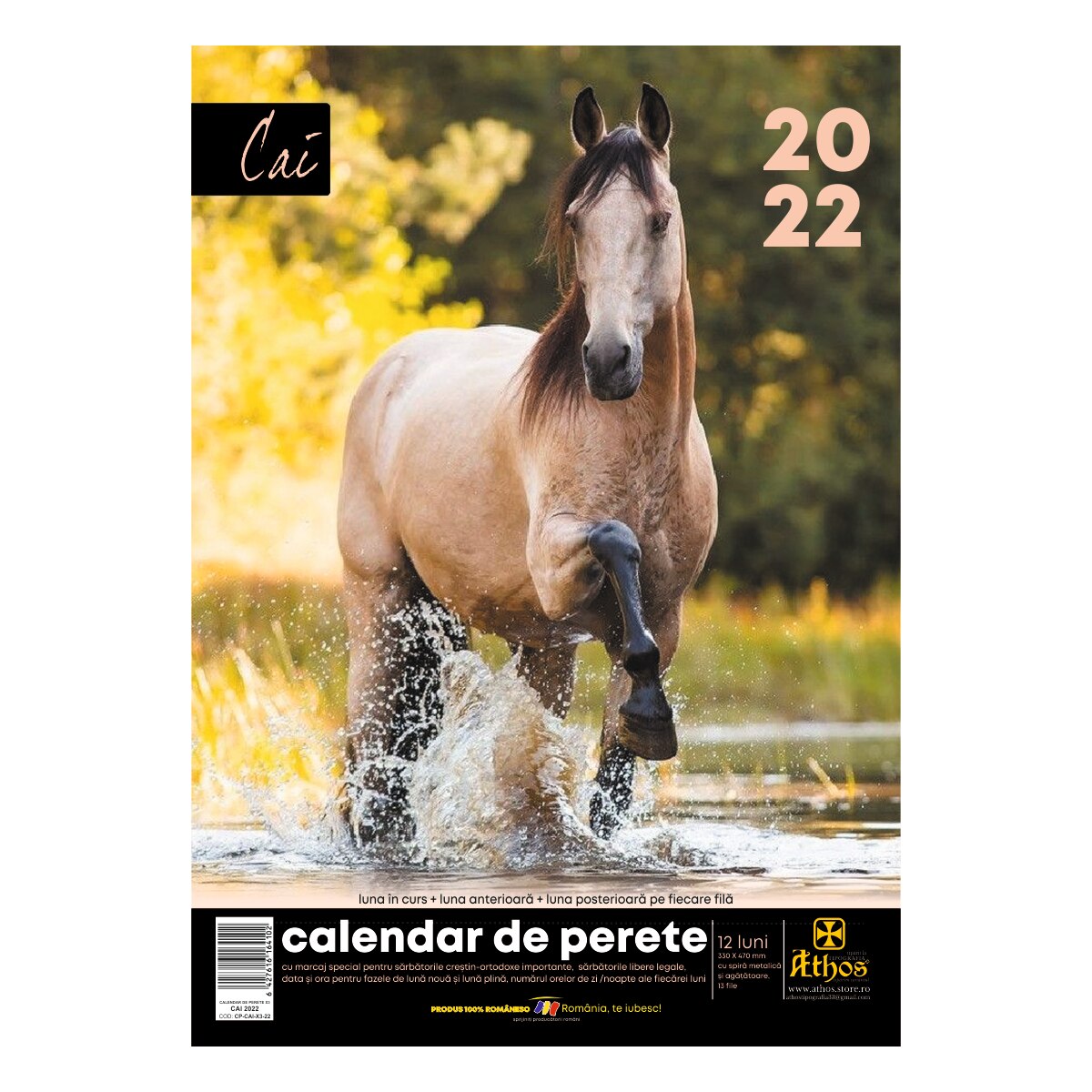 Calendar de perete 2022, Cai, 33x47 cm, 13 file