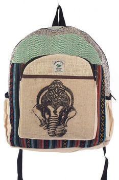 Rucsac din canepa si bumbac, Elephant 2, Multicolor, 30x40 cm Rucsac din canepa si bumbac, Elephant 2, Multicolor, 30x40 cm