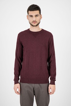 Esprit, Pulover cu decolteu la baza gatului, tricotat fin, Visiniu Esprit, Pulover cu decolteu la baza gatului, tricotat fin, Visiniu