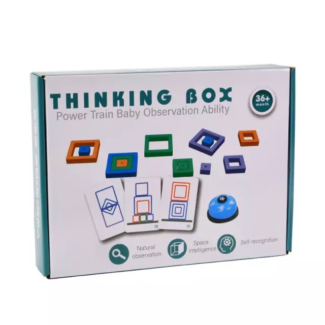 Joc educativ Thinking box, piese lemn, +3 ani