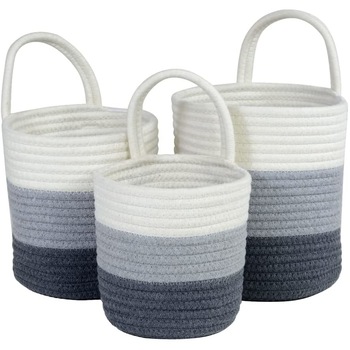 Set de 3 Cosuri Decorative din Bumbac, SmartProduct, Dimensiuni Diferite, Culoare Alb/Gri Set de 3 Cosuri Decorative din Bumbac, SmartProduct, Dimensiuni Diferite, Culoare Alb/Gri