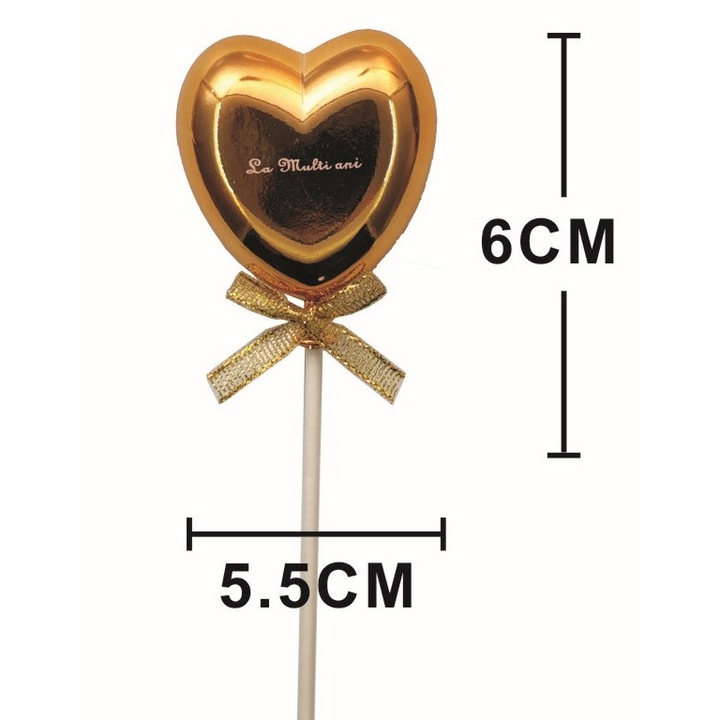 Topper Inimi Tort Topper tort plastic inima auriu La multi ani 6 x 5.5 cm - eMAG.ro