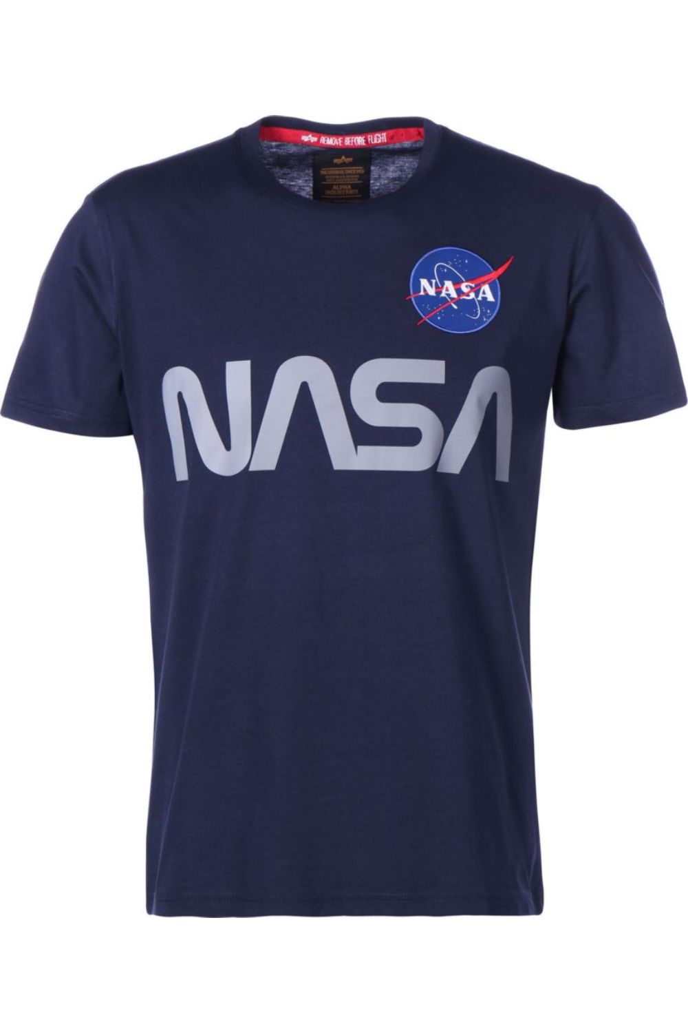 Tricou barbati, Alpha Industries NASA Reflective T 178501-07, Bumbac, Albastru inchis, Albastru inchis