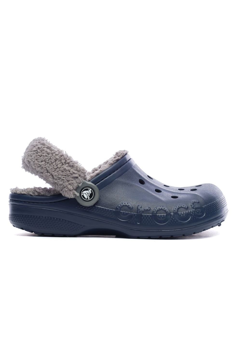 Papuci Crocs, Baya Lined Fuzz Strap Clog, Sintetic, Bleumarin