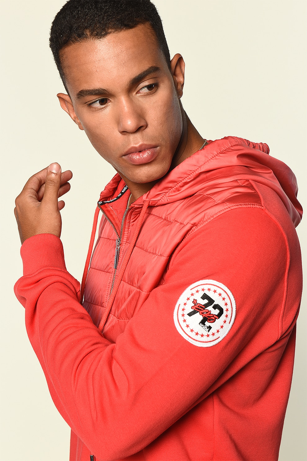 Ecko, Hanorac regular fit cu segmente cu aspect matlasat, Corai