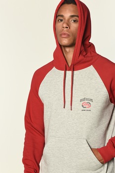 Ecko, Hanorac in doua nuante cu buzunar kangaroo Valentino, Rosu inchis/Gri melange Ecko, Hanorac in doua nuante cu buzunar kangaroo Valentino, Rosu inchis/Gri melange