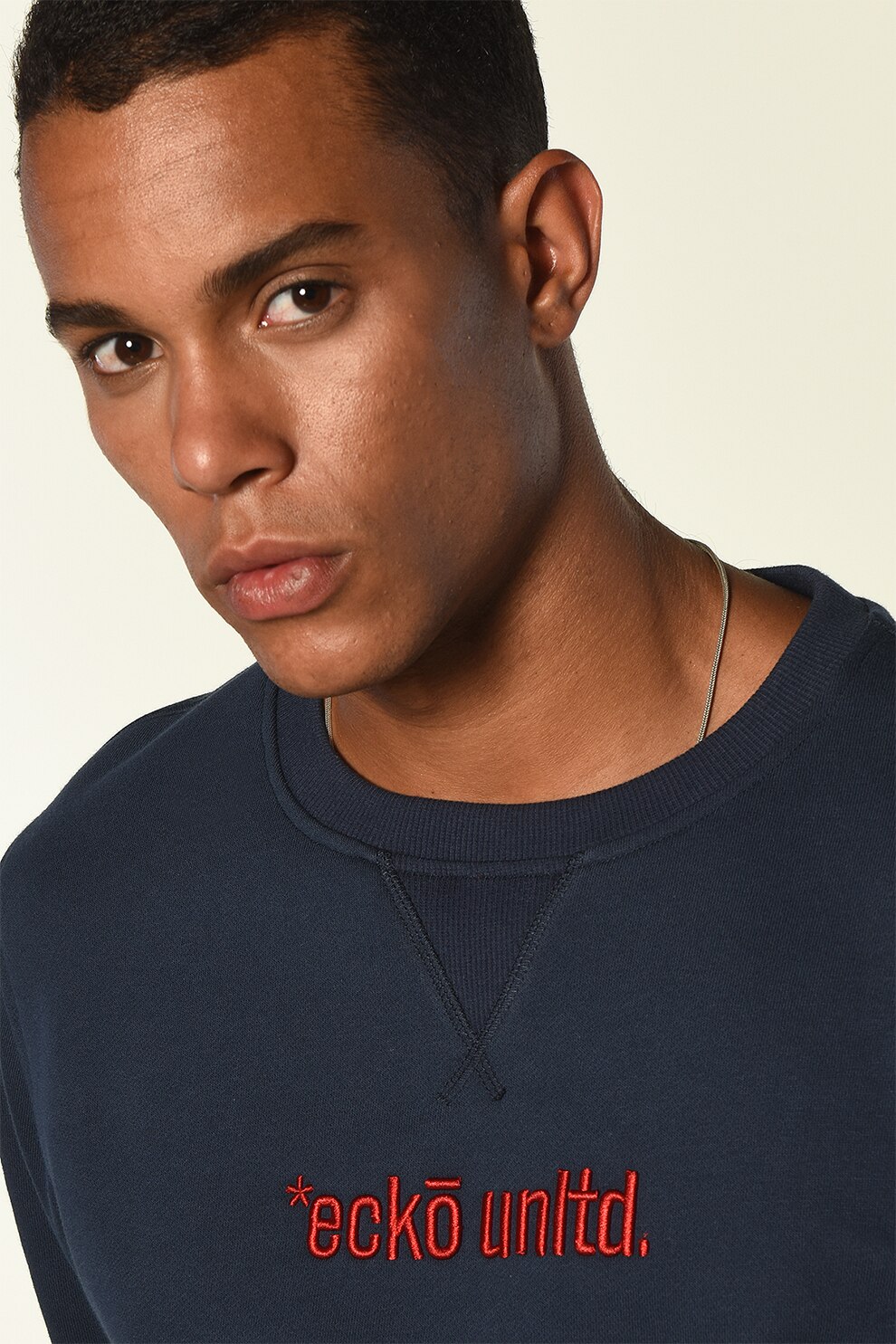 Ecko, Bluza sport cu decolteu la baza gatului si logo brodat Faust, Bleumarin, S