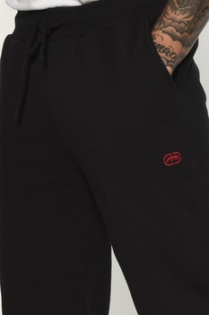 Ecko, Pantaloni sport din amestec de bumbac cu snur in talie Freddy, Negru Ecko, Pantaloni sport din amestec de bumbac cu snur in talie Freddy, Negru