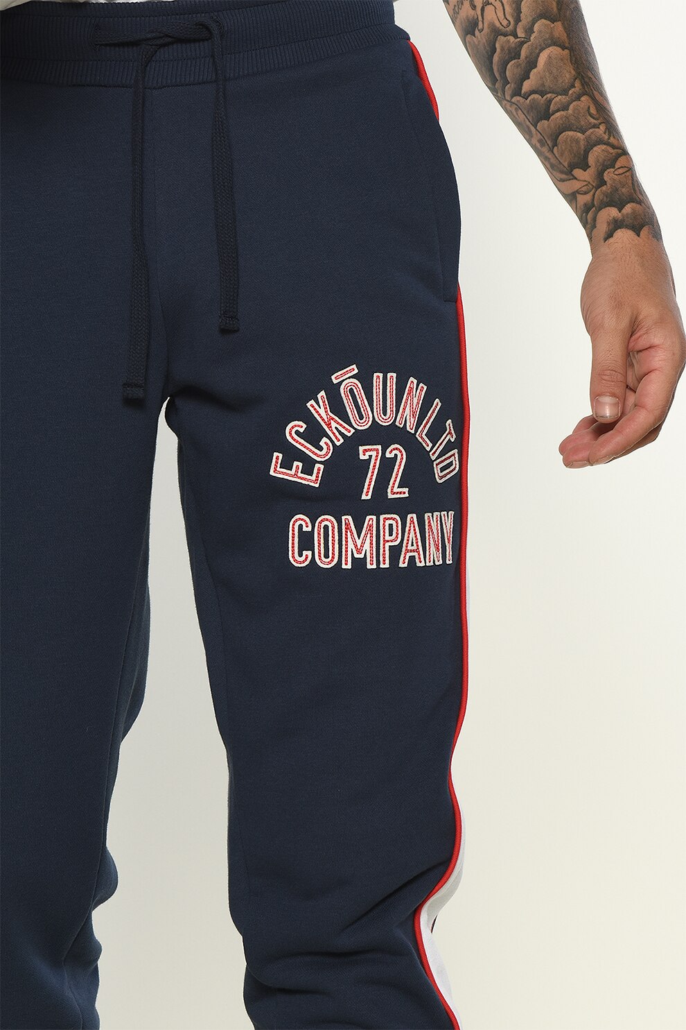 Ecko, Pantaloni sport cu benzi laterale contrastante Tim, Bleumarin