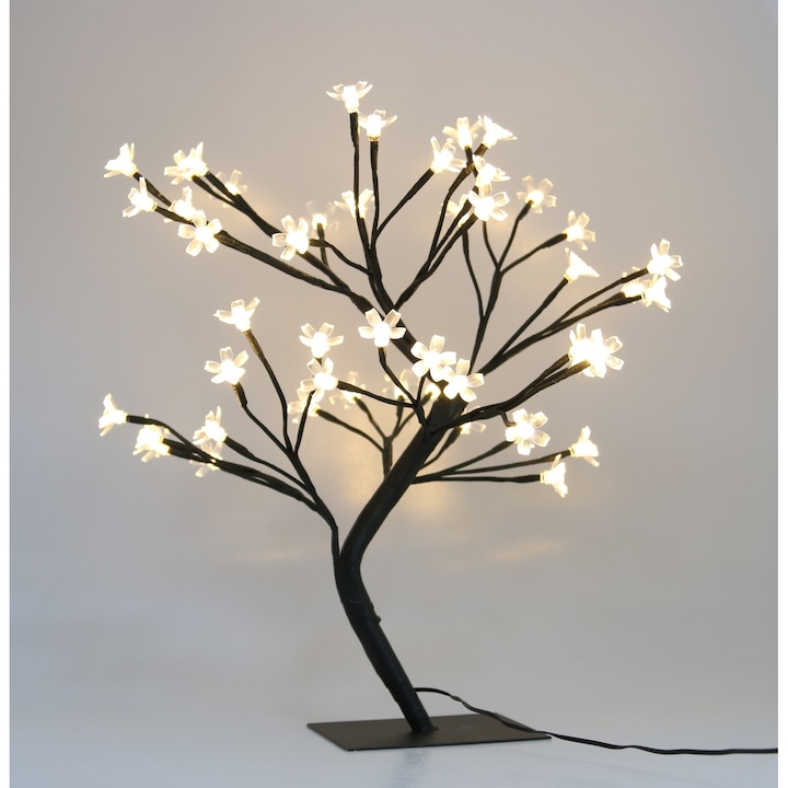 Decoratiune luminoasa, model Copac cu 48 LED-uri, lumina galbena, 44 cm, alimentare priza