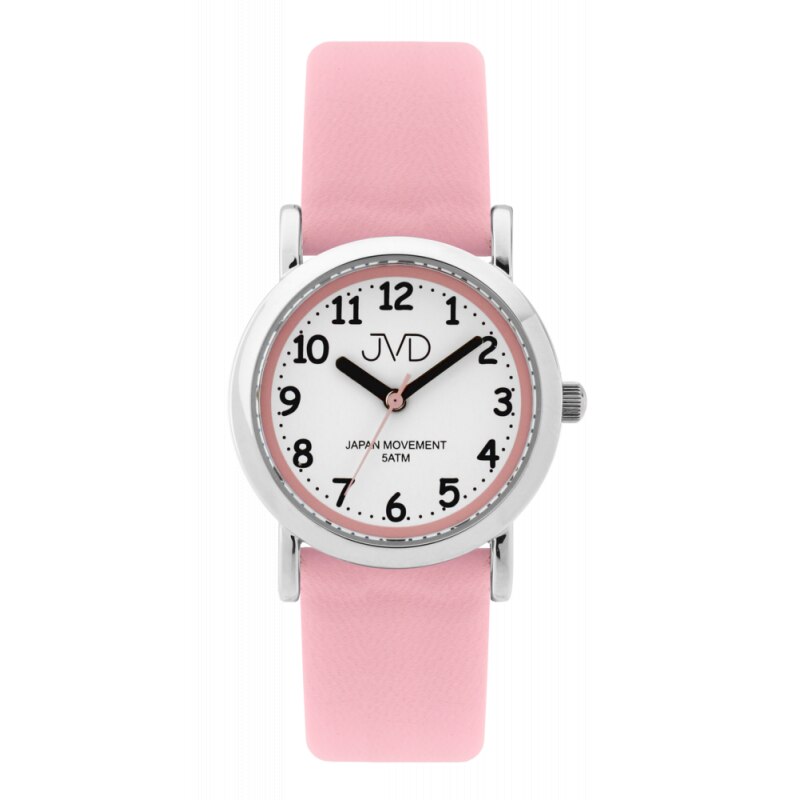 Ceas pentru copii JVD, 5 ATM, Roz/Alb