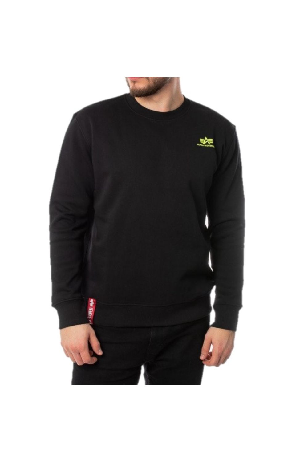 Pulover barbati, Alpha Industries Basic Sweater 188307NP-478, Bumbac/Poliester, 2XL, Negru