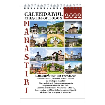 Calendar crestin, de birou, Manastiri, 2022, 16x23 cm, 13 file Calendar crestin, de birou, Manastiri, 2022, 16x23 cm, 13 file