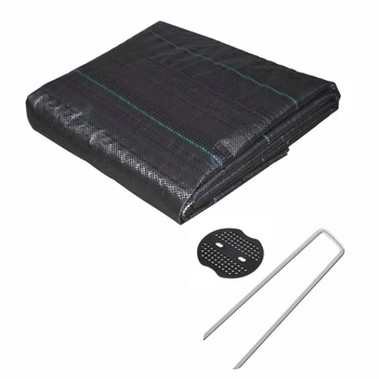 Set cu 1 Folie Agrotextila Antiburuieni UV 2x5 m, 100g/mp si 25 de Tepuse de Gradina de 15 cm cu Suporti de Fixare din Plastic, SmartProduct Set cu 1 Folie Agrotextila Antiburuieni UV 2x5 m, 100g/mp si 25 de Tepuse de Gradina de 15 cm cu Suporti de Fixare din Plastic, SmartProduct