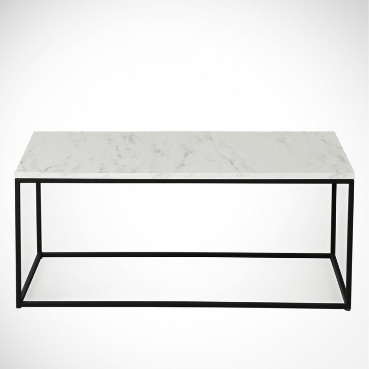 Маса за кафе с черни крака и бял плот B2bMarkt, цвят черно и бяло, 95x55x43 см