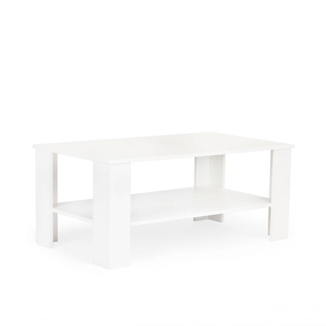 Masuta de cafea moderna pentru living ModernHome, cu raft inferior, din PAL, 100x57 cm, culoare alb