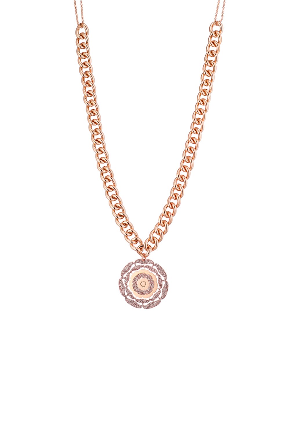 Loisir by Oxette, Colier placat cu aur de 14K cu pandantiv floral, auriu rose