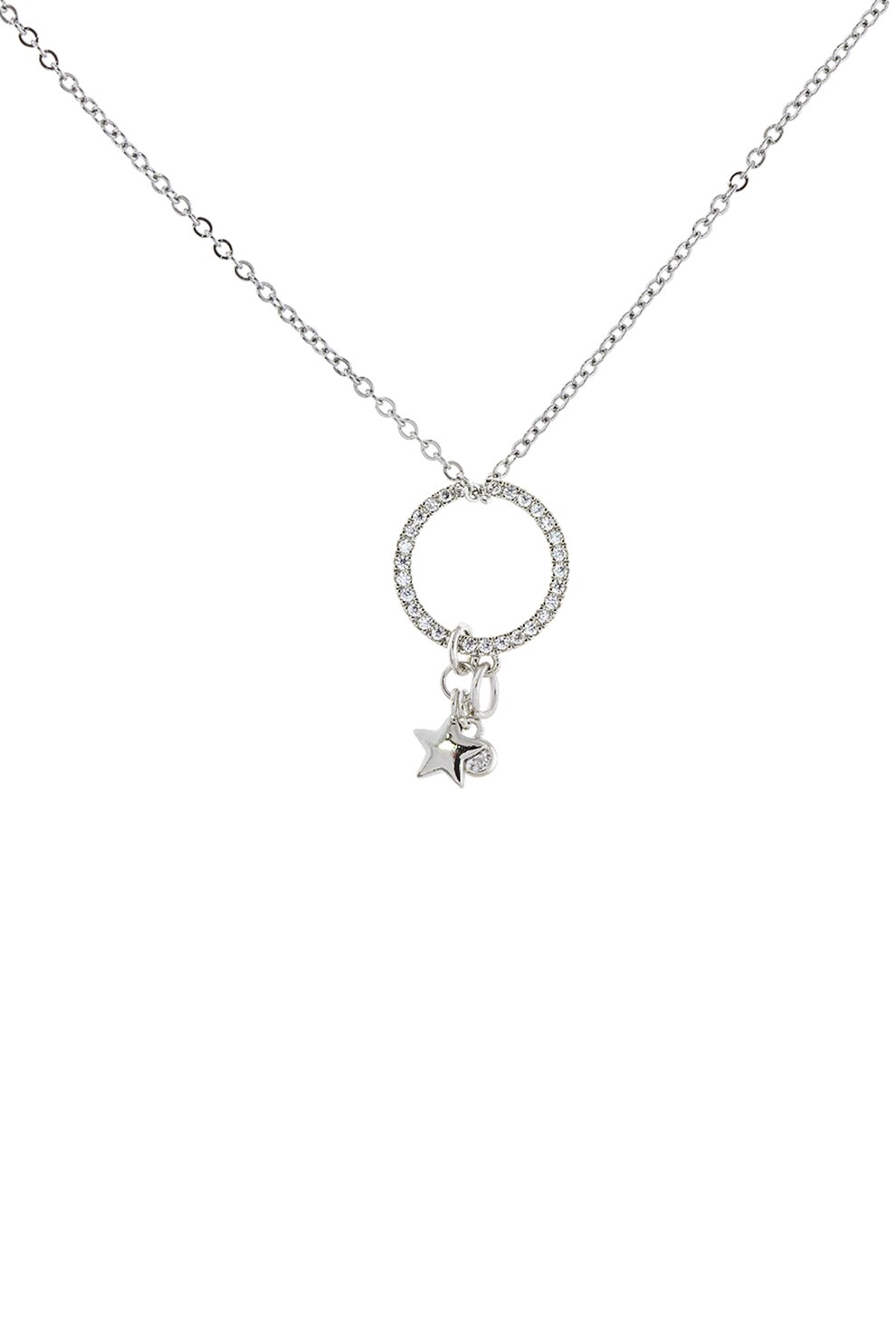 Loisir by Oxette, Colier placat cu rodiu si decorat cu cristale, Argintiu