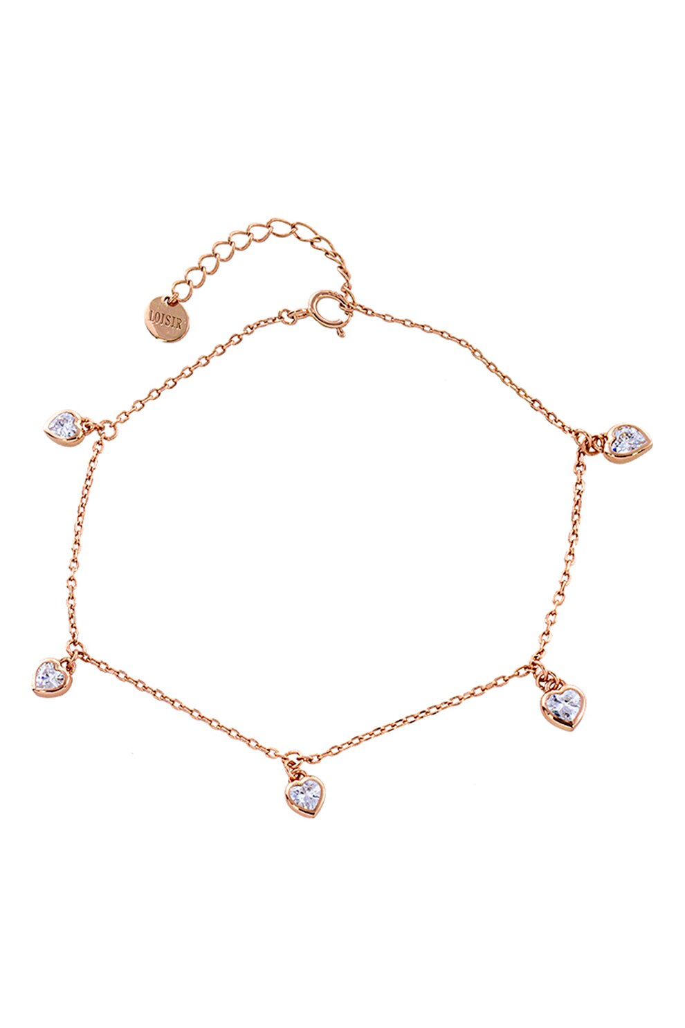 Loisir by Oxette, Bratara placata cu aur de 18K, cu talismane in forma de inima, Auriu rose