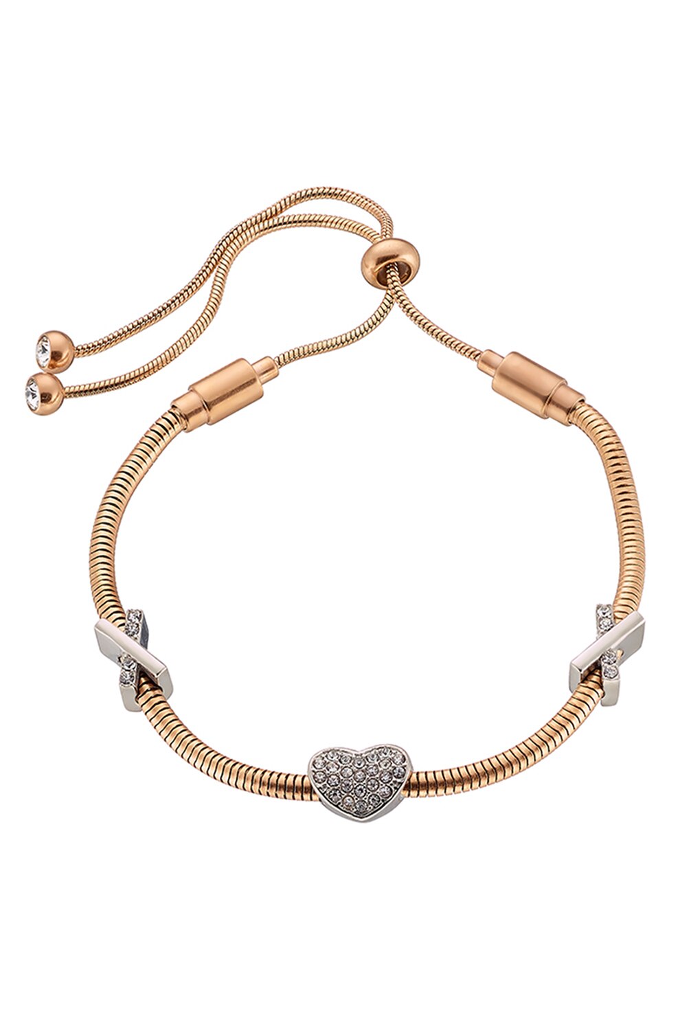 Loisir by Oxette, Bratara placata cu aur de 14K si decorata cu cristale, Auriu/Argintiu