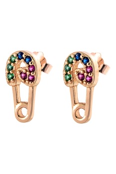 Loisir by Oxette, Cercei placati cu aur de 14K si decorati cu cristale, Auriu/Rosu/Purpuriu Loisir by Oxette, Cercei placati cu aur de 14K si decorati cu cristale, Auriu/Rosu/Purpuriu