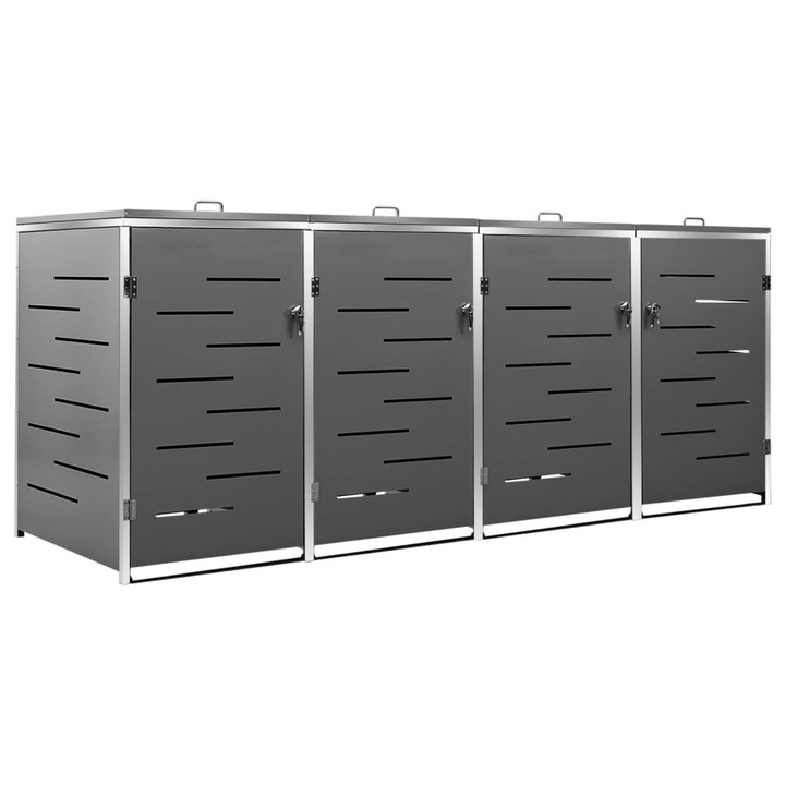 Magazie pentru patru pubele 276 vidaXL,5x77,5x112,5 cm otel inoxidabil, 59.75 kg