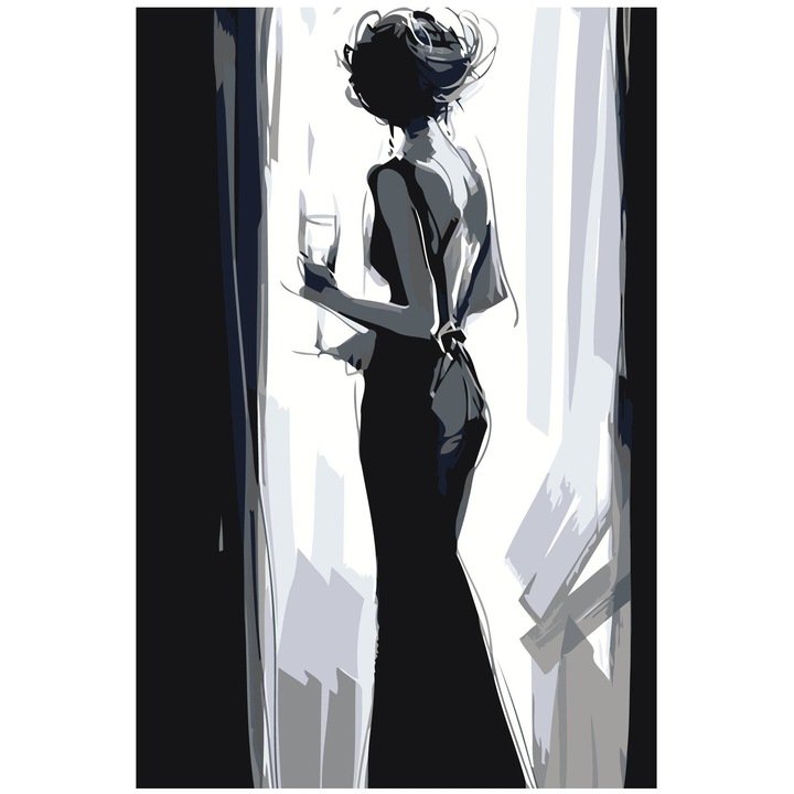 Комплект рисуване по номера Независима жена 1220, памучно платно върху дървена рамка, 40x60, скица, 3 четки и акрилна боя