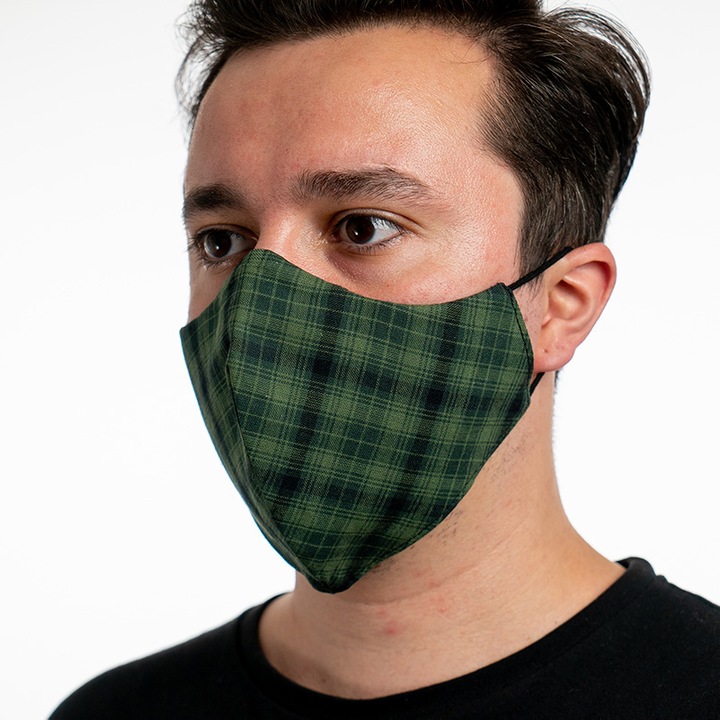 Предпазна маска за лице Platex, До 90% вирусна филтрация, За многократна употреба, Ретро зелено