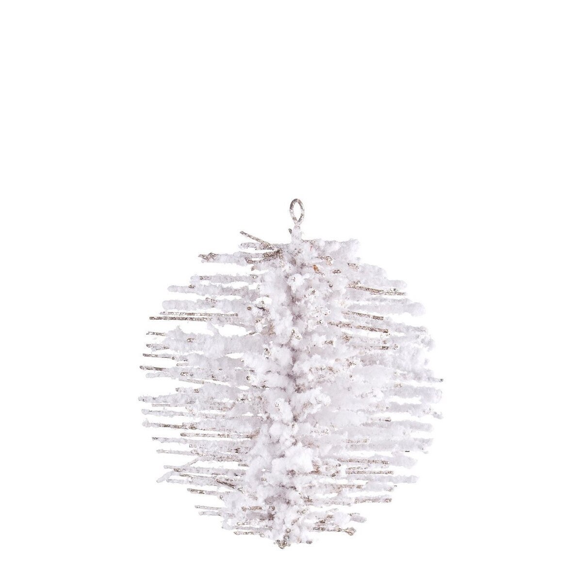 Ornament brad cu zapada artificiala 10 cm