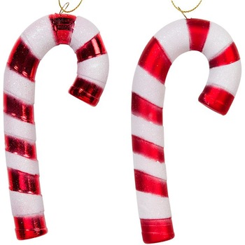 Set 4 globulete, Zola®, pentru bradut, model bastonase , 14 cm Set 4 globulete, Zola®, pentru bradut, model bastonase , 14 cm